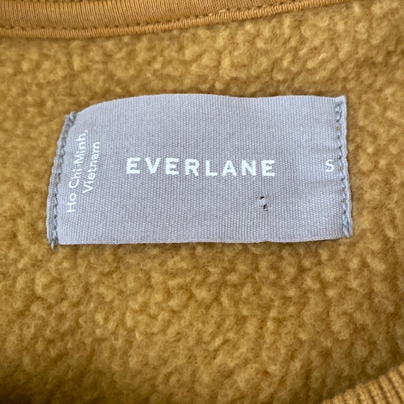 Everlane Long Sleeve Raglan Fleece Mustard Sweatshirt Crew Neck Fuzzy Soft S - Picture 4 of 6